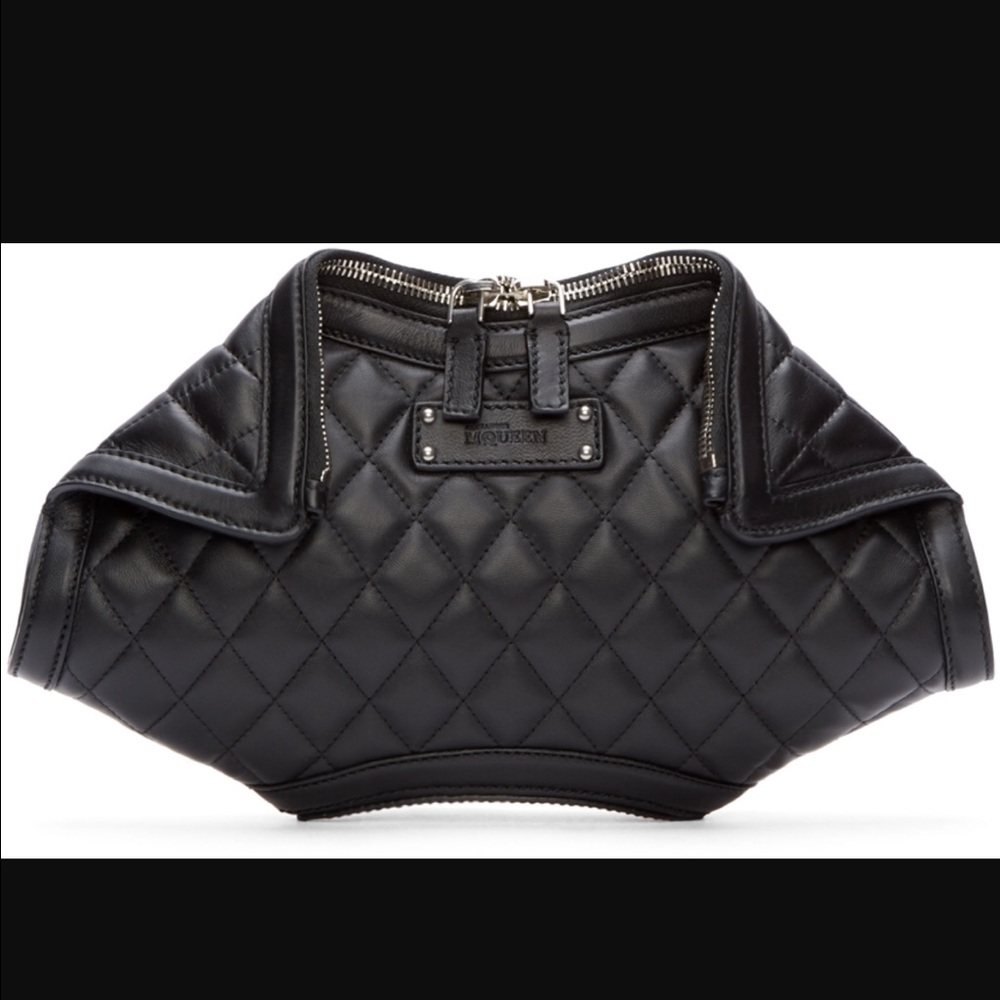 Alexander McQueen leather quilted De Manta clutch